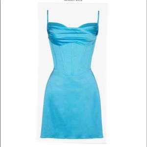 Heiress Beverly Hills- Blue Corset Satin Slip Mini Dress